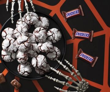 Snickers Blood Red Crinkle Cookies