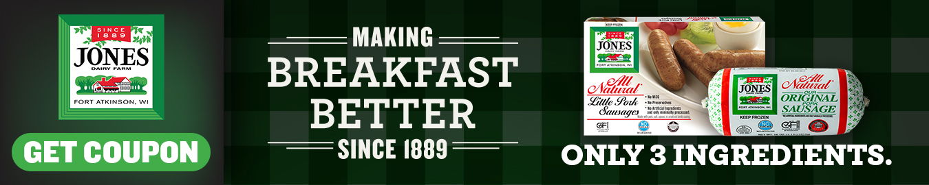 Jones Dairy Farm logo in green and white with farm imagery