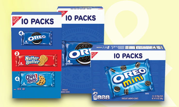 Box of Nabisco cookies with logo and cookie images on the front packaging