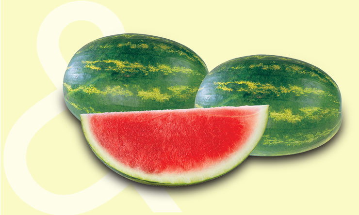 Watermelon cut in half showing bright red flesh