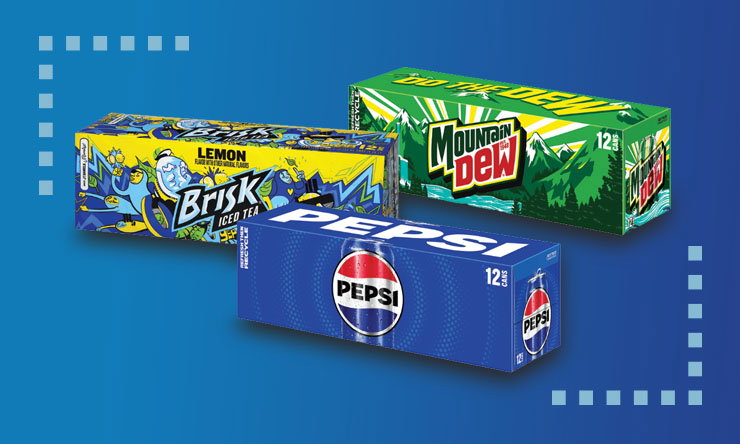 Pepsi cola and 7UP lemon-lime soda beverages.