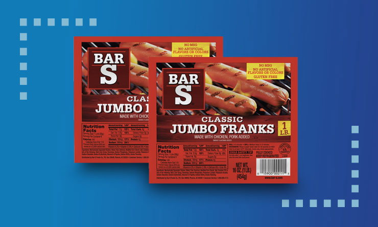 Bar-S hot dogs in package, ideal for grilling, cookouts, and quick family meals.