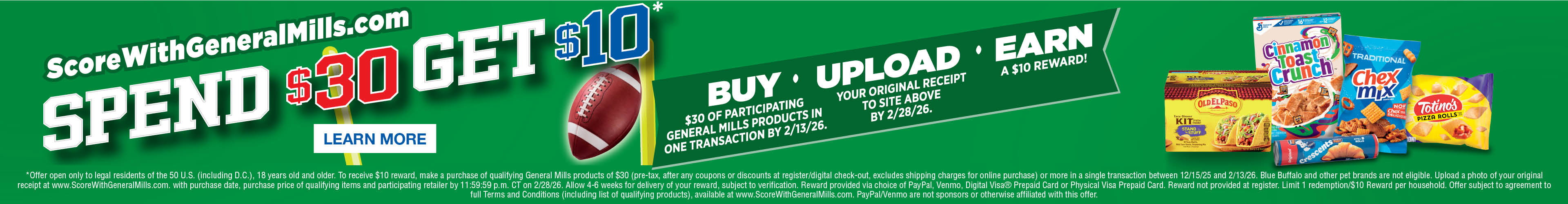Score with Generalmils by Spending $30 and get $10