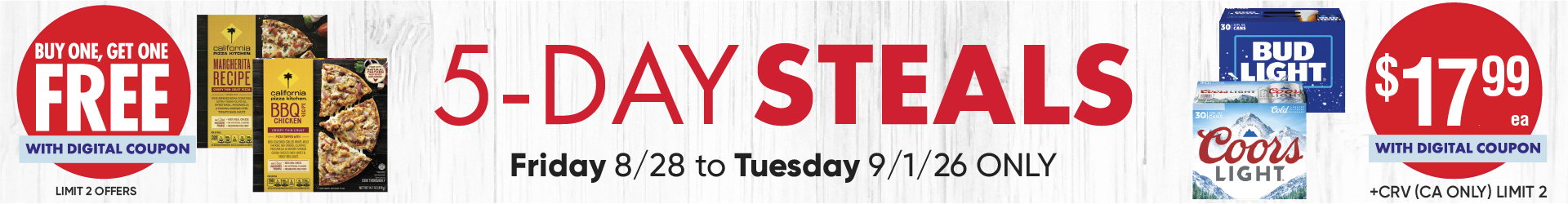 Smart & Final 5 Day Steals banner highlighting limited-time deals, digital coupons, and savings available