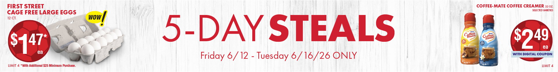 Smart & Final 5 Day Steals banner highlighting limited-time deals, digital coupons, and savings available