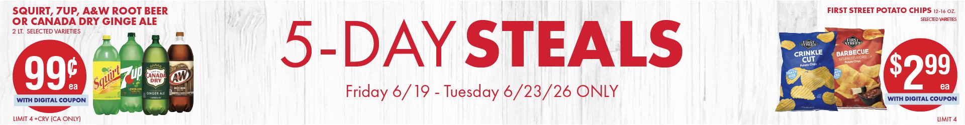 Smart & Final 5 Day Steals banner highlighting limited-time deals, digital coupons, and savings available