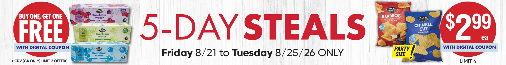 Smart & Final 5 Day Steals banner highlighting limited-time deals, digital coupons, and savings available