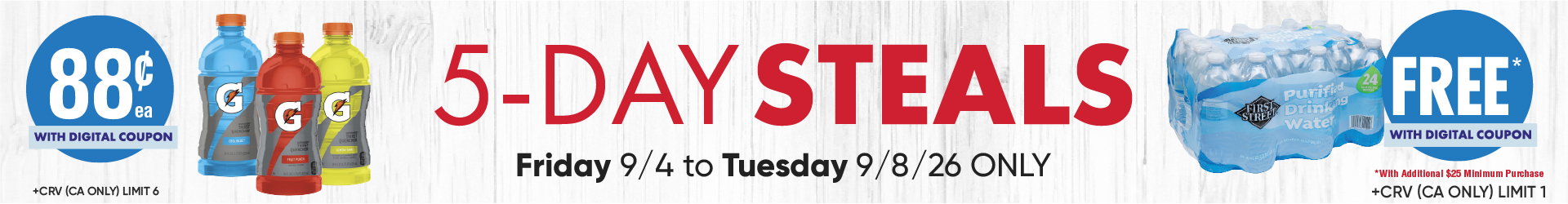 Smart & Final 5 Day Steals banner highlighting limited-time deals, digital coupons, and savings available