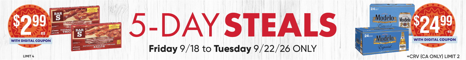 Smart & Final 5 Day Steals banner highlighting limited-time deals, digital coupons, and savings available