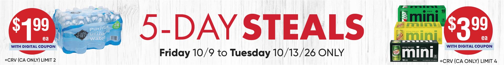 Smart & Final 5 Day Steals banner highlighting limited-time deals, digital coupons, and savings available